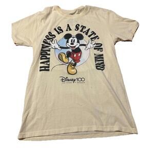 Disney 100 Mickey Mouse Shirt Adult Med "Happiness Is A State Of Mind"